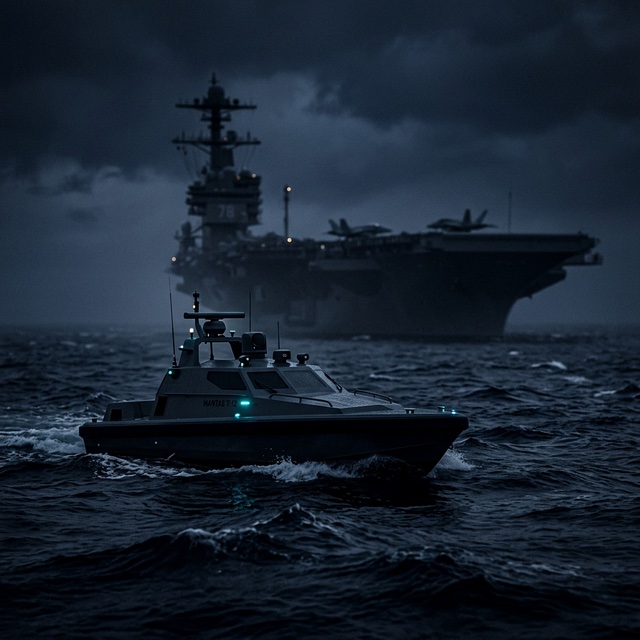 Aircraft carrier on the ocean